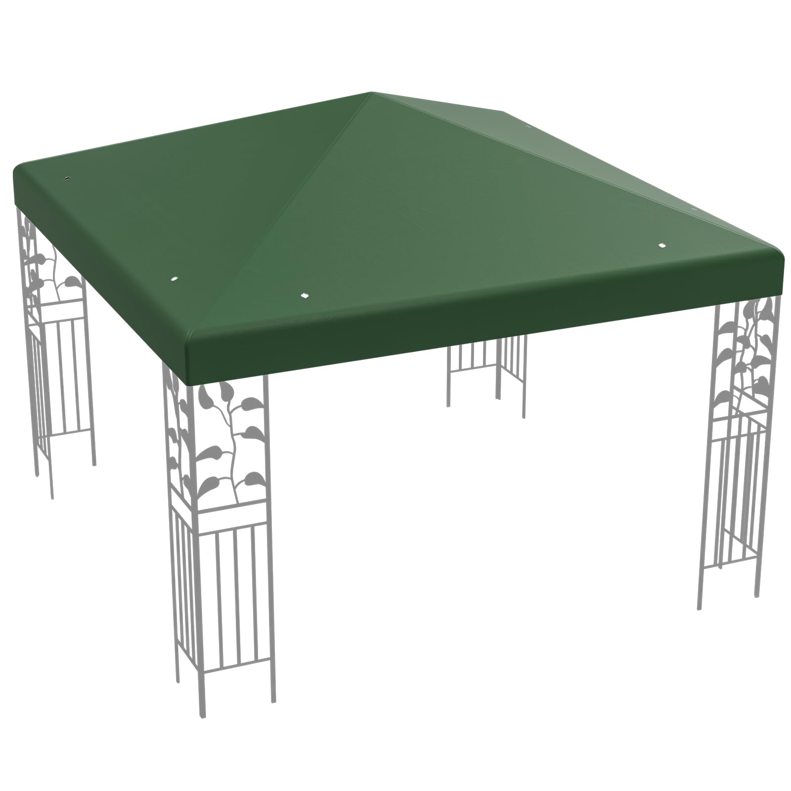 HOMASIS Telo Gazebo 3x3m, Copertura Impermeabile in Poliestere, Tetto Singolo di Ricambio Con Fori di Drenaggio e Chiusure, per Feste, Matrimoni (Verde)