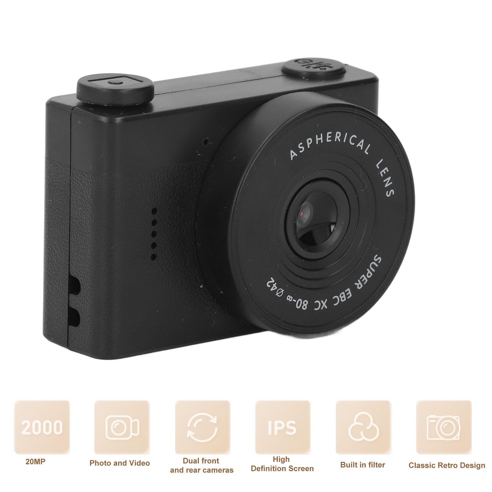 Amazon | デジタルビデオカメラ、720P HDフロントおよびリアデュアル