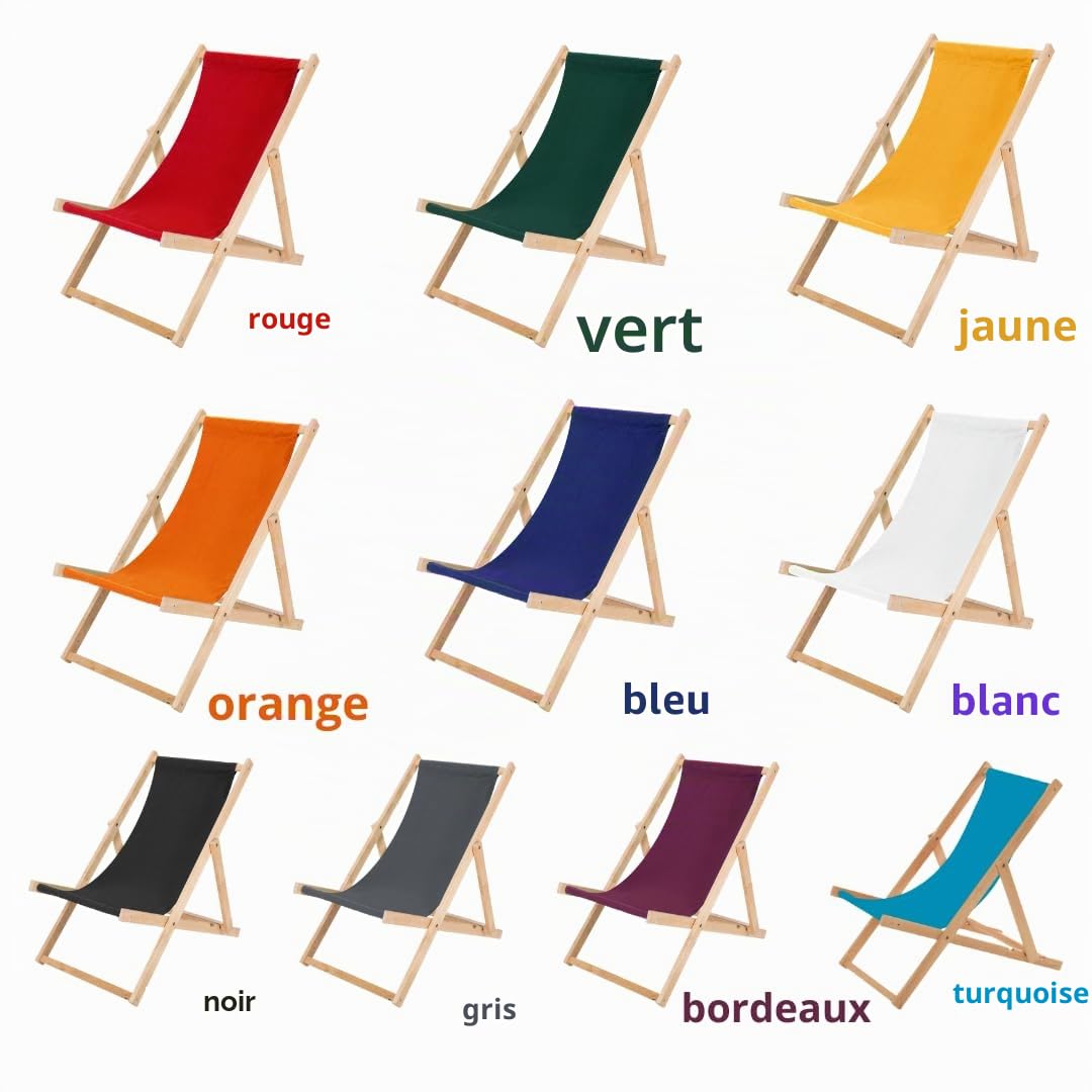 Chaise Longue Pliante en Bois Orange - Transat chilienne en hêtre Robuste 120 kg - Relax Pliable pour Jardin, Balcon, terrasse, Plage & Camping