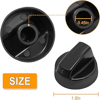 AMI PARTS Universal Oven Knobs - 4 Black Stove Control Knobs & 12 Adapters (4 Long, 8 Short) - Compatible with Most Gas & Electric Ranges & Ovens - Universal Stove Knobs- 90-Day Guarantee
