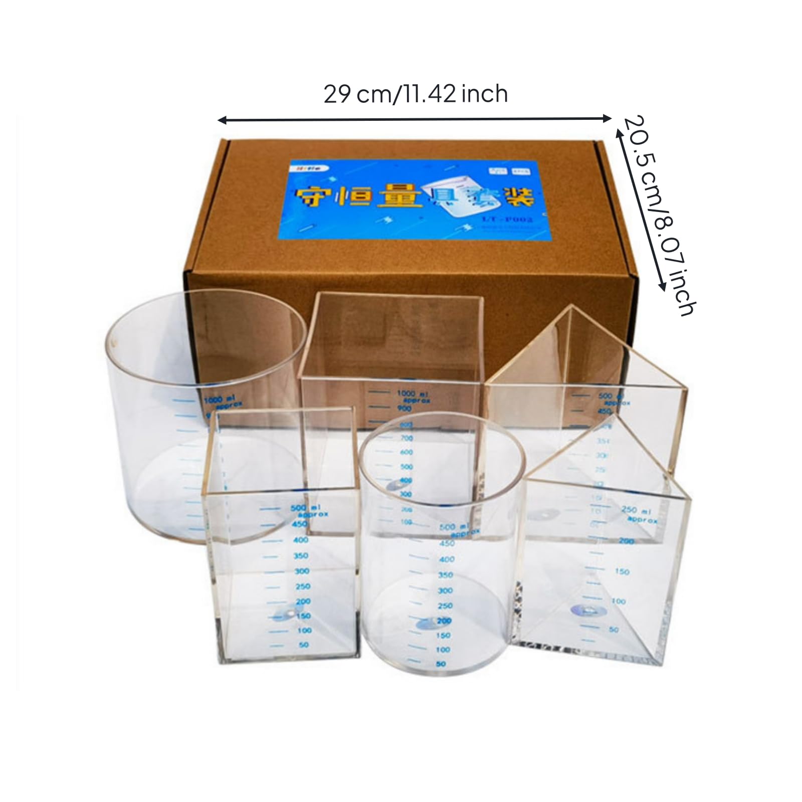 Kinder Volumen Messbecher set Messzylinder Messkanne Messwürfel Messkegel Und Bruchsicher für Häufiges Anfassen bei Experimenten für Schule Experimentierlabor Zuhause