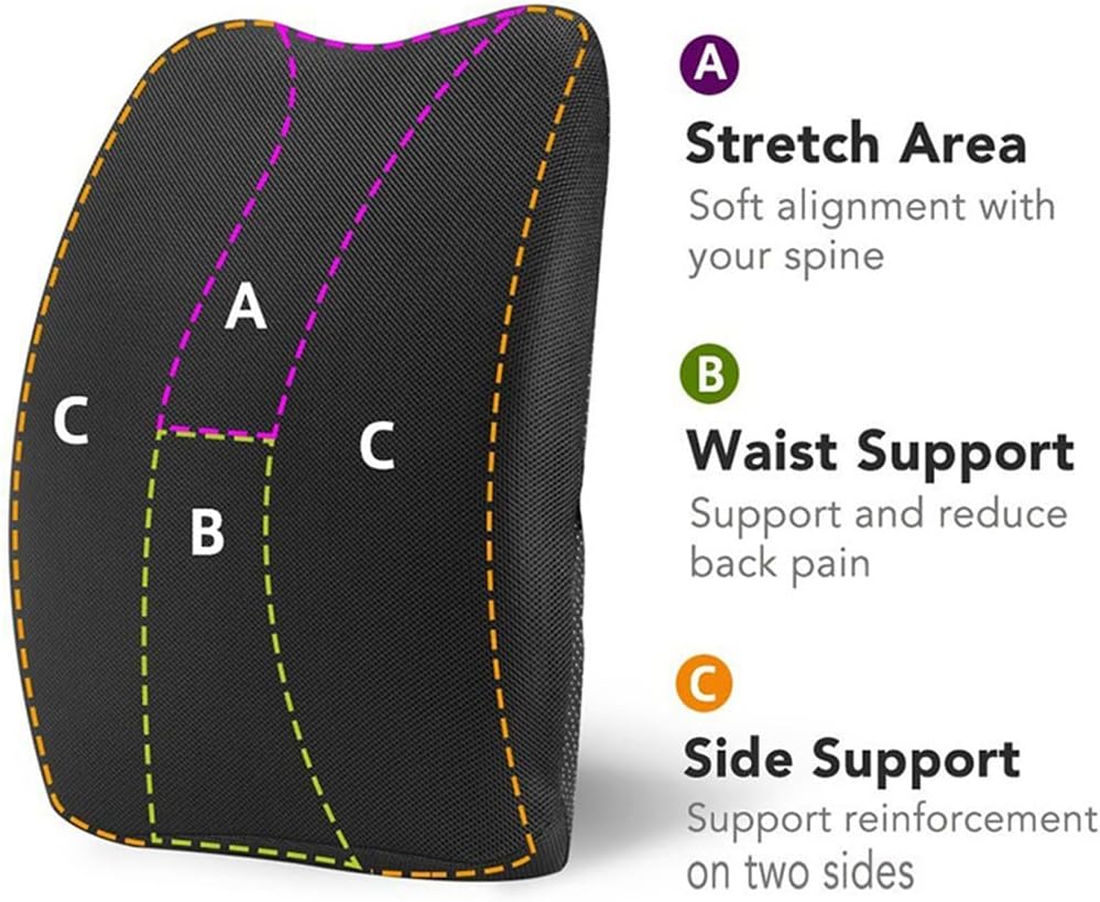 Lumbar Support Cushion Back Pillow Orthopedic Design Provides Low Back Support