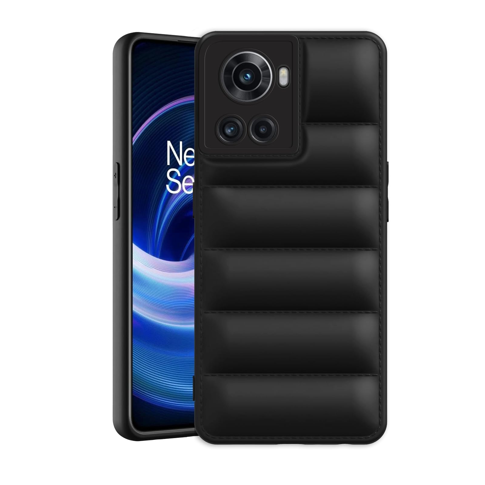 Plus Puffer Case Camera Protection Soft Back Cover for OnePlus 10R - Black (B0CQ4TRRX1) Amazon Price History, Amazon Price Tracker