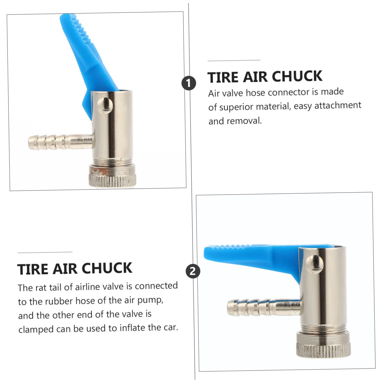 Alipis 2pcs Tire Air Chuck Connector for Quick Tire Inflation Durable Pneumatic Adapter with Coating Compatible with Cars Motorcycles and Electric Vehicles