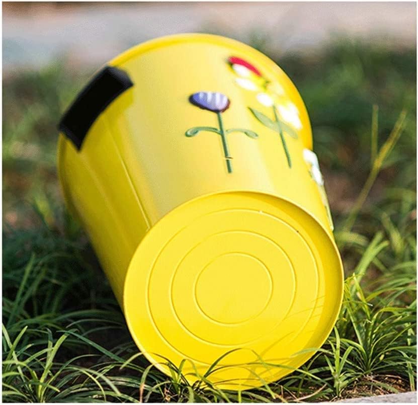 Miniatura 5 de Botes de basura de metal sin tapa, lindo cesto de papel de desecho, redondo, impermeable, para habitación de los niños, baño, sala (verde-A) cesta