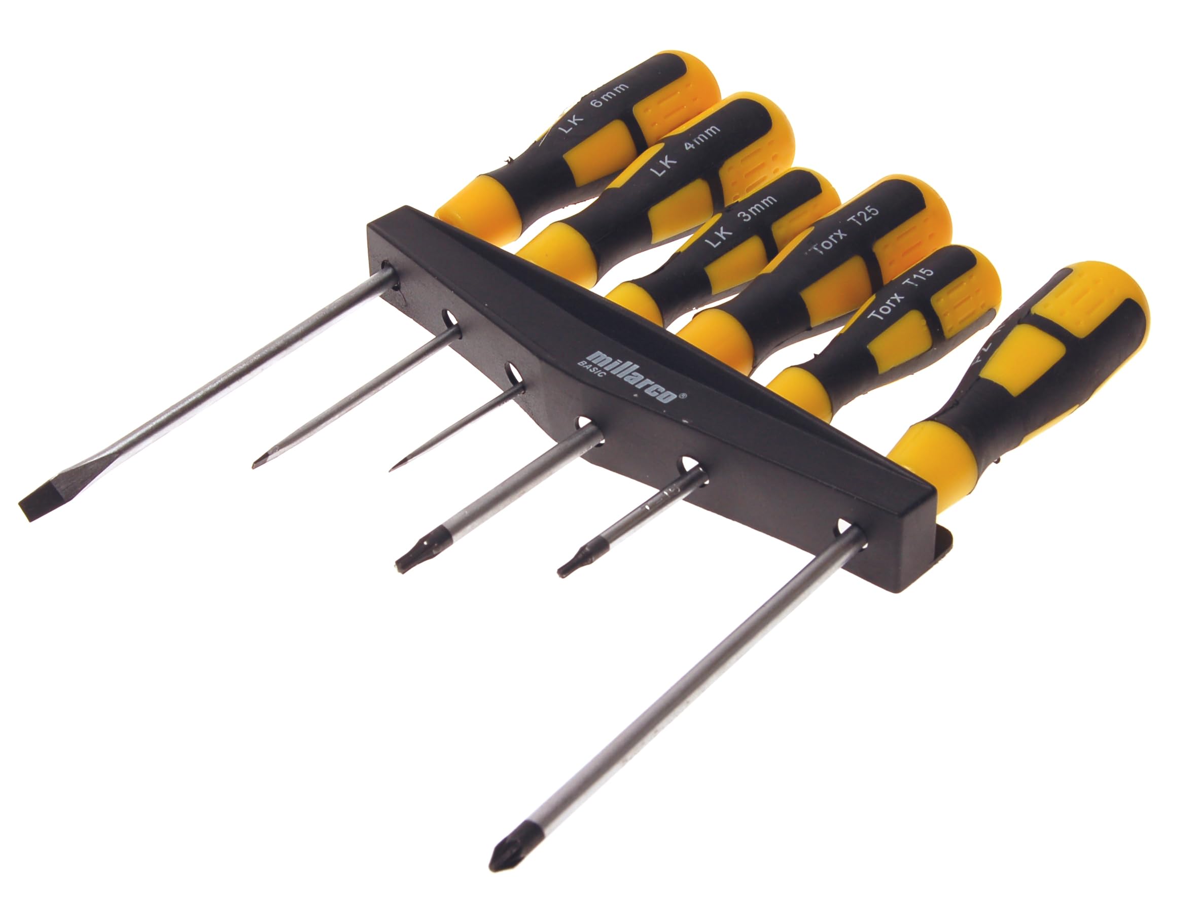 Work it by Millarco 6-Piece Screwdriver Set including Support Bar, Black