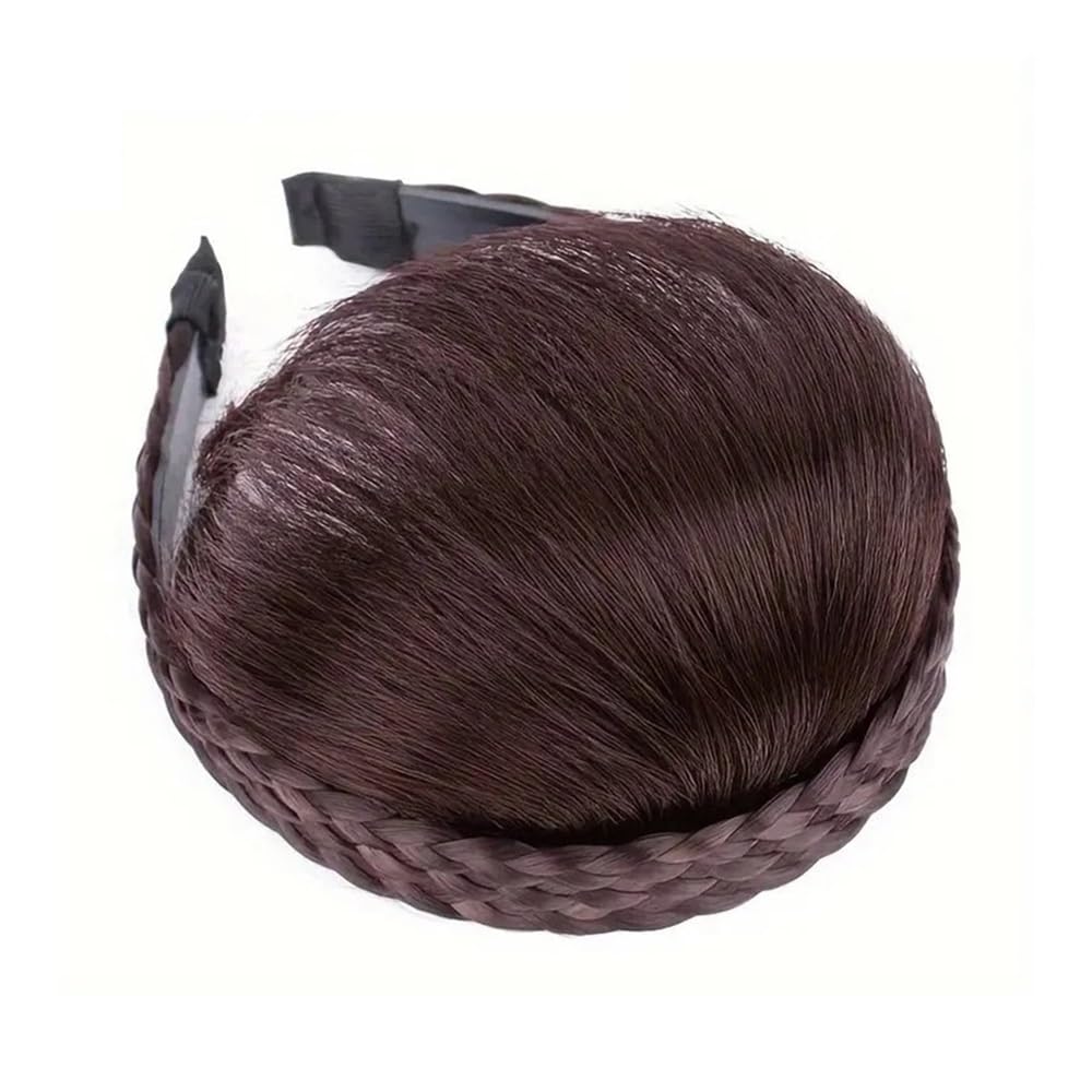 peruki Elegancki prosty topper do włosów z naturalnie wyglądającą grzywką, klips ludzkich grzywka(Dark Brown)