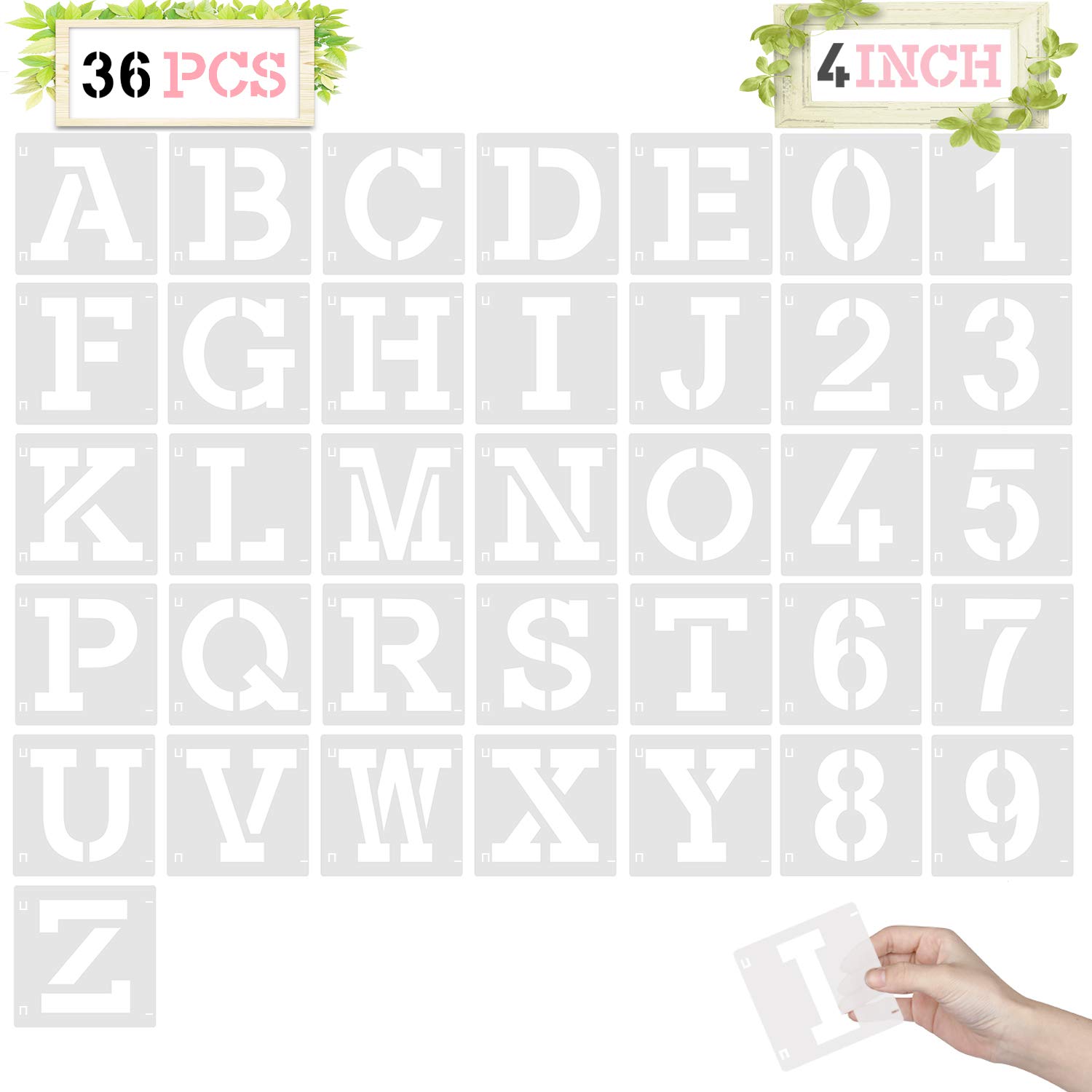 Buy 4 inch Letter Stencils, 36 Pcs Reusable Plastic Art Craft Alphabet templates with Connection