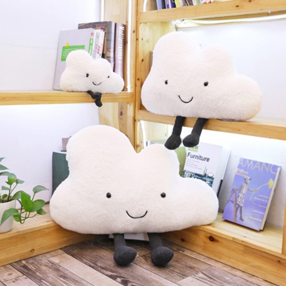 Cloud Cushion Pillow - Cartoon Clouds Shaped Throw Pillows Waist Rest Bedrest Reading Pillows Chair Back Cushion for Bedroom Office Car