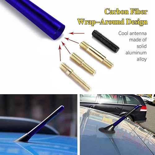 Miniatura 3 de Antena automotriz corta de fibra de carbono de 4.7 pulgadas, antena de radio de fibra de carbono corta, antena de fibra de carbono, reemplazo