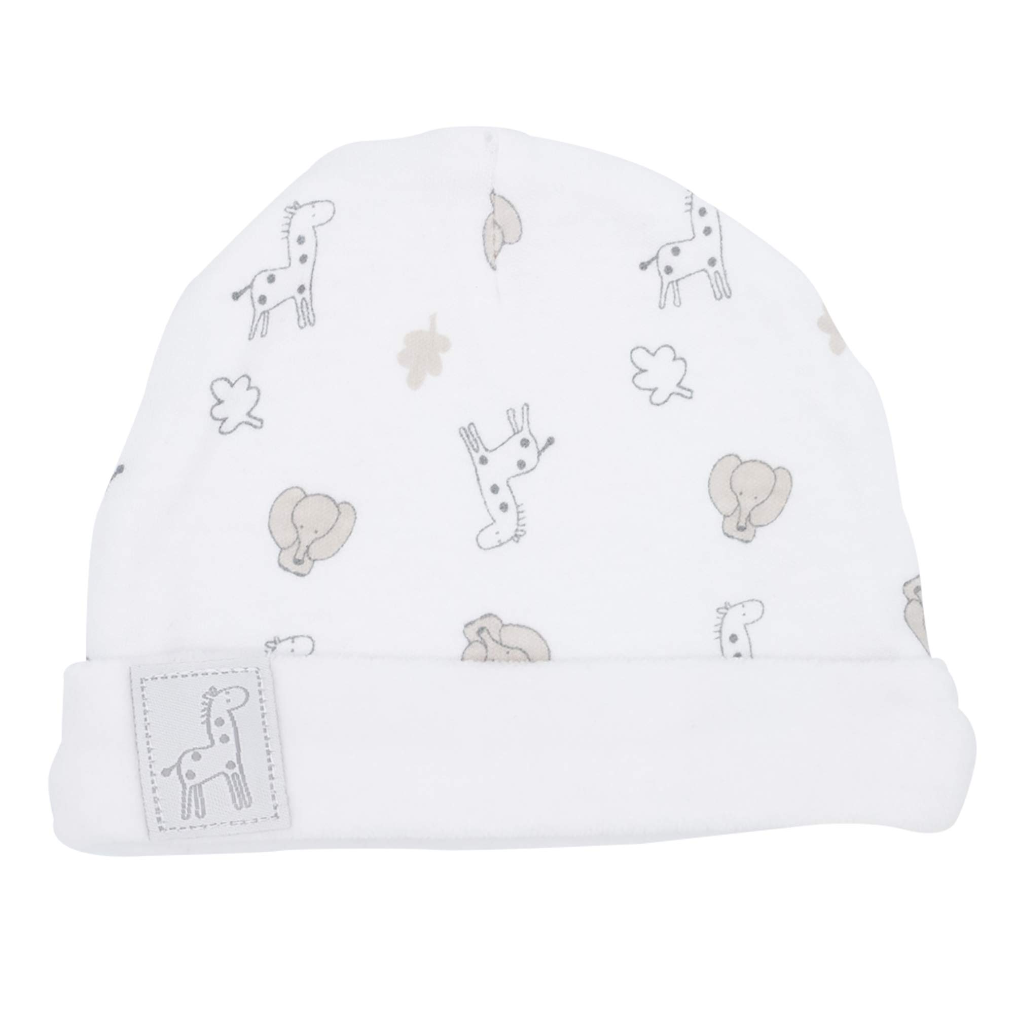 Set nascita 6 pezzi - 1 mese - Velluto bianco - Motivo: giraffa - (pigiama, body, berretto, guantini, scarpine e sacchetto per riporre il tutto) - Regalo neonato unisex maschio e femmina