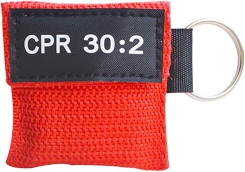 Miniatura 2 de Paquete de 100 unidades/paquete de barrera RCP con llavero RCP protector facial con válvula unidireccional para entrenamiento de AED, boca a boca,