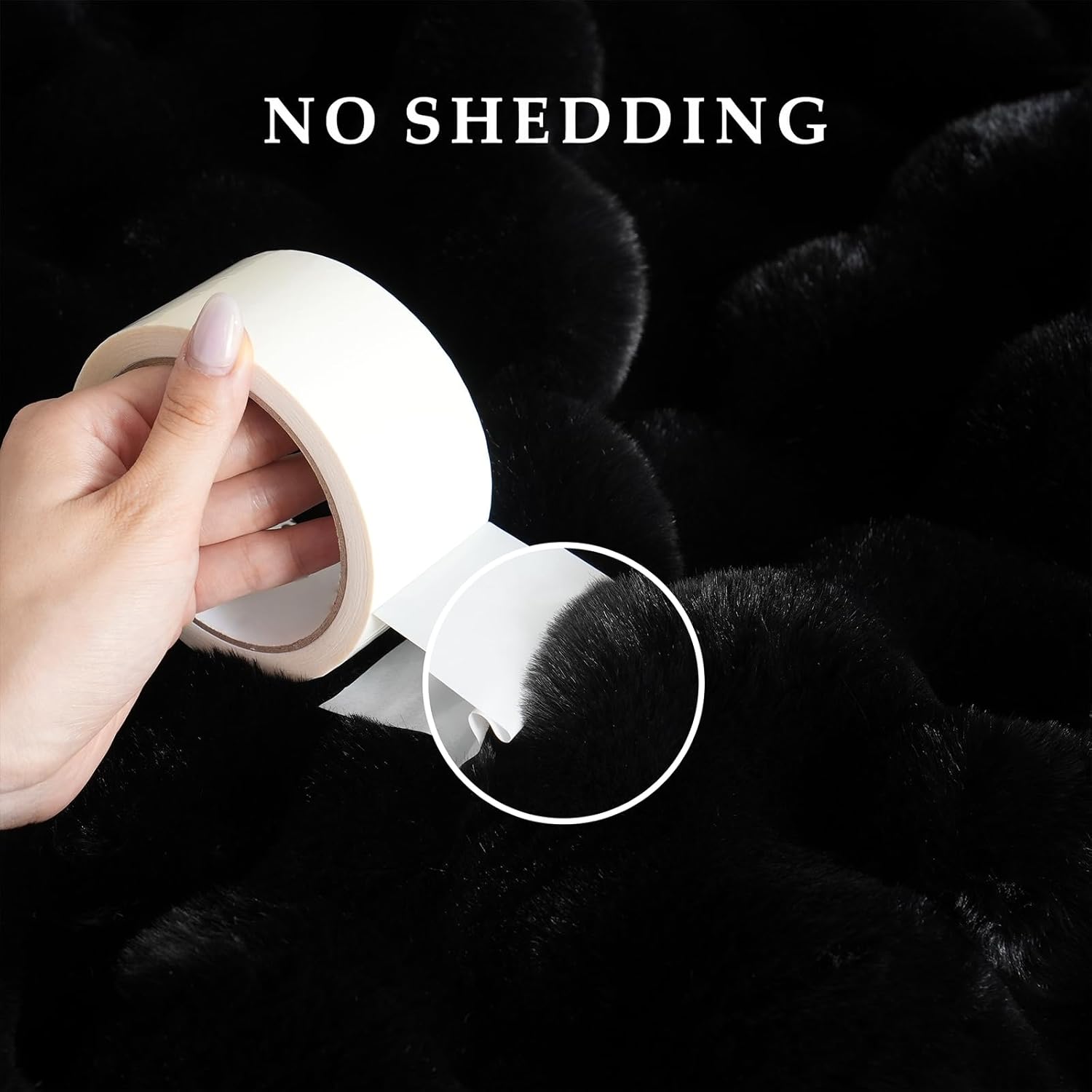 BENVWE Faux Fur Throw Blanket for Couch - Thickened Fluffy Soft Bubble Blanket for Living Room Home Decor - Fathers Day Birthday Gifts for Women Men, Black, 50" x 60",1300GSM - Image 4