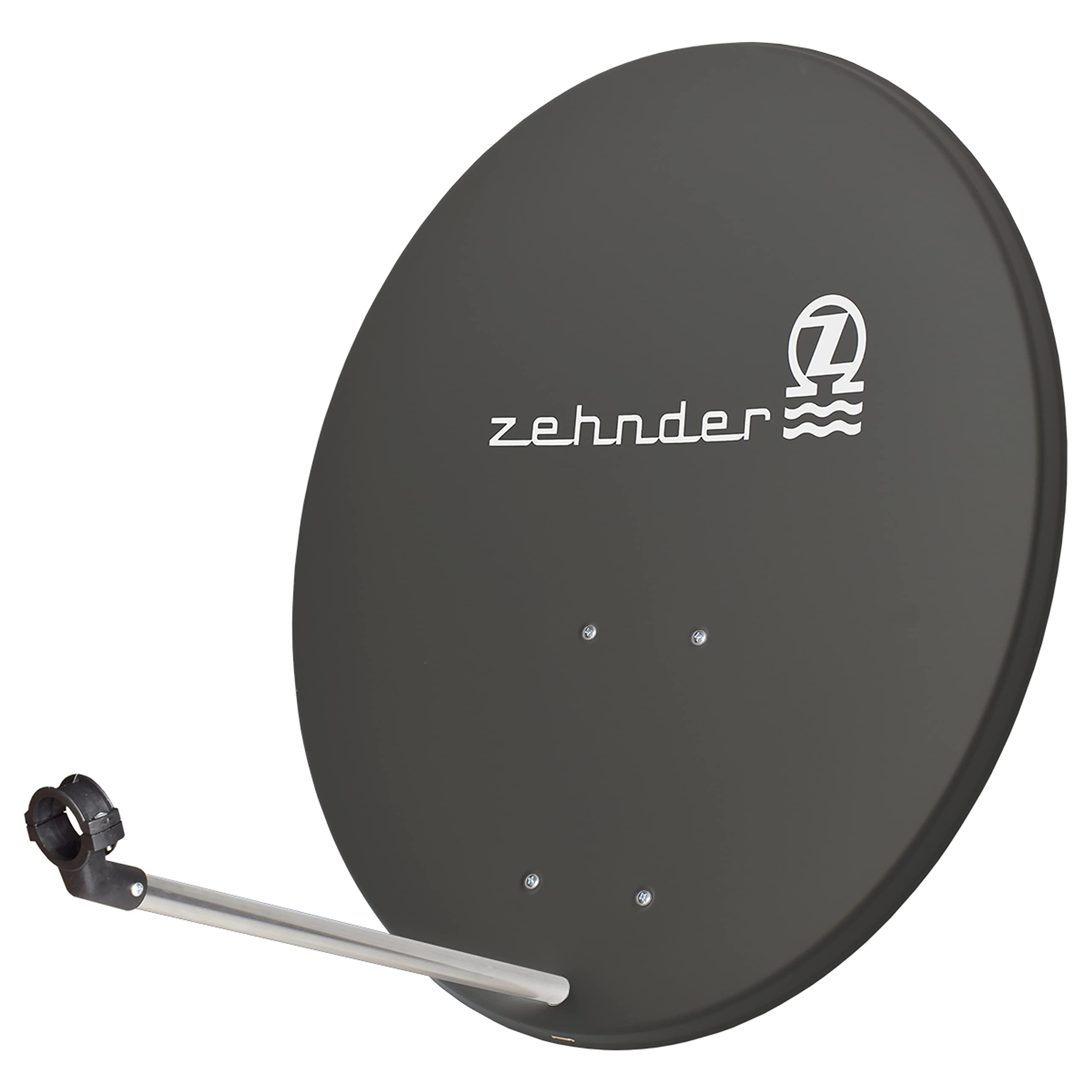 Zehnder 80cm Spiegel Schüssel Stahl + Twin LNB | 2 Teilnehmer SAT Anlage HD Digital Set anthrazit | DVB-S/S2 Full HDTV 3D 4K Ultra HD UHD Empfang