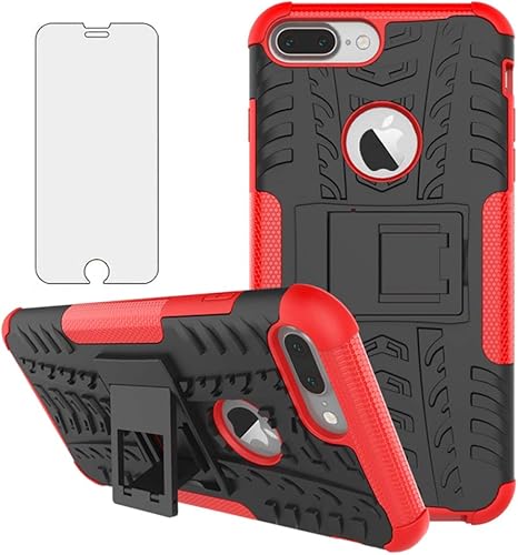 Funda para iPhone 7plus 8plus 78 Plus 5.5 con protector de pantalla de vidrio templado y soporte, accesorios híbridos duros y resistentes para celda