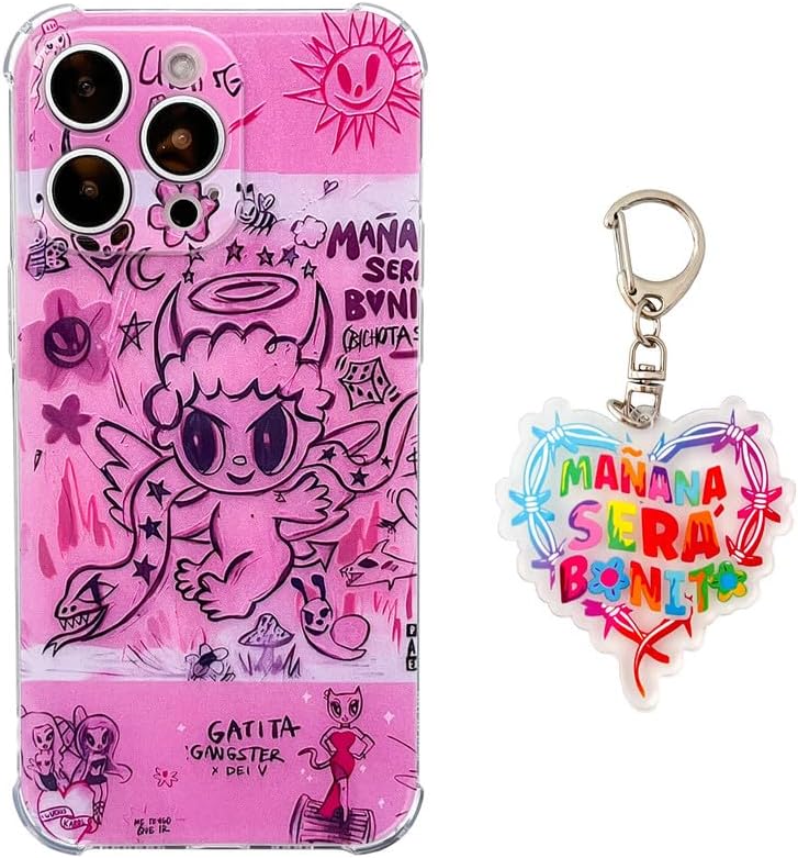 Miniatura 1 de IbdrY Funda de la cantante Karol Manana con llavero Sera para iPhone 11 Pro Max, bonita funda protectora de TPU suave Kawaii Pink Bonito para