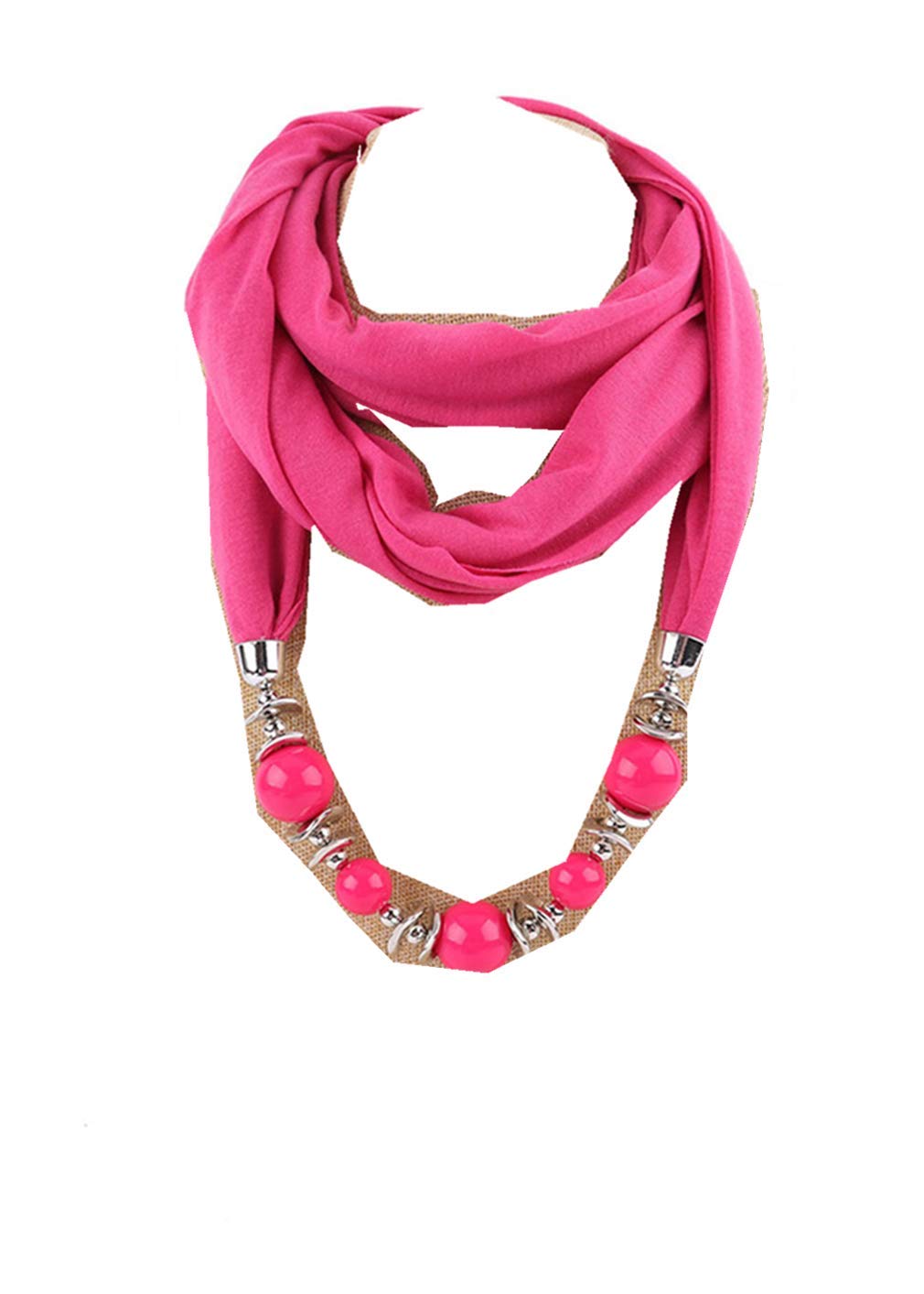 Ulalaza Women's Style-21 Scarf Bead Pendant Scarf Charm Ethnic Style Infinity Scarves Scarf Necklace