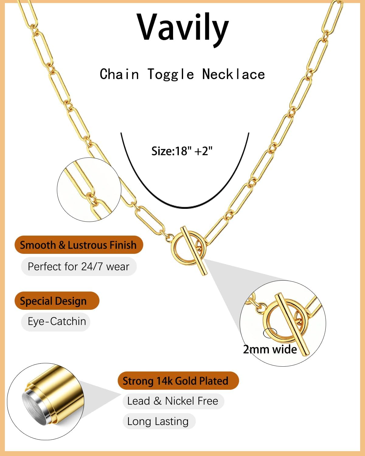 Link Gold Chain 14K Gold Plated Trendy Rope Paperclip Thick Chain Necklace Minimalist Layered Gold Chain Choker Necklaces for Women - Image 6