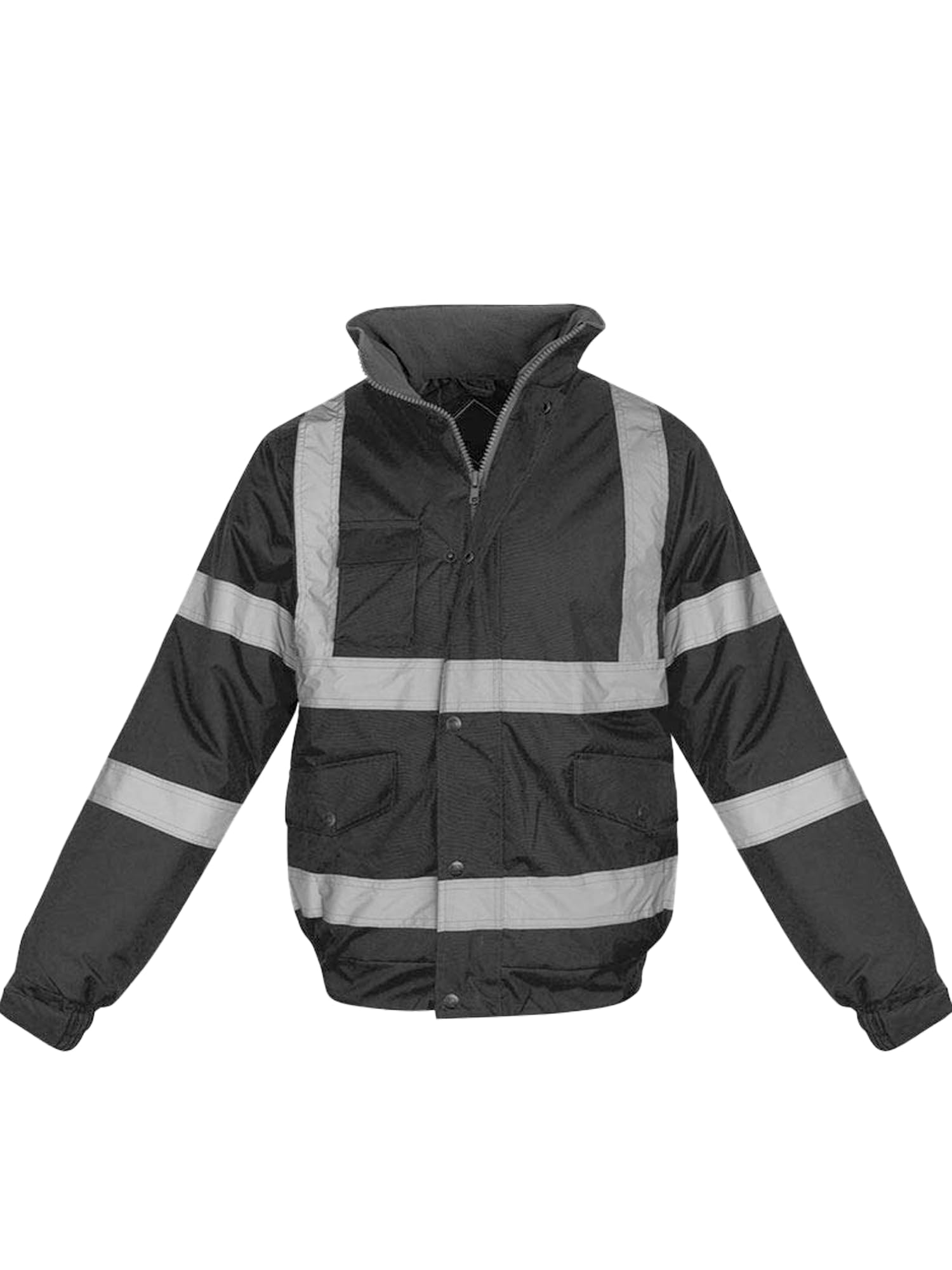 Overdose Hi Vis Viz High Visibility Bomber Jacket Workwear Safety Security Concealed Hood Fluorescent Flashing Hooded Padded Waterproof Work Wear Coat S 6 Xl