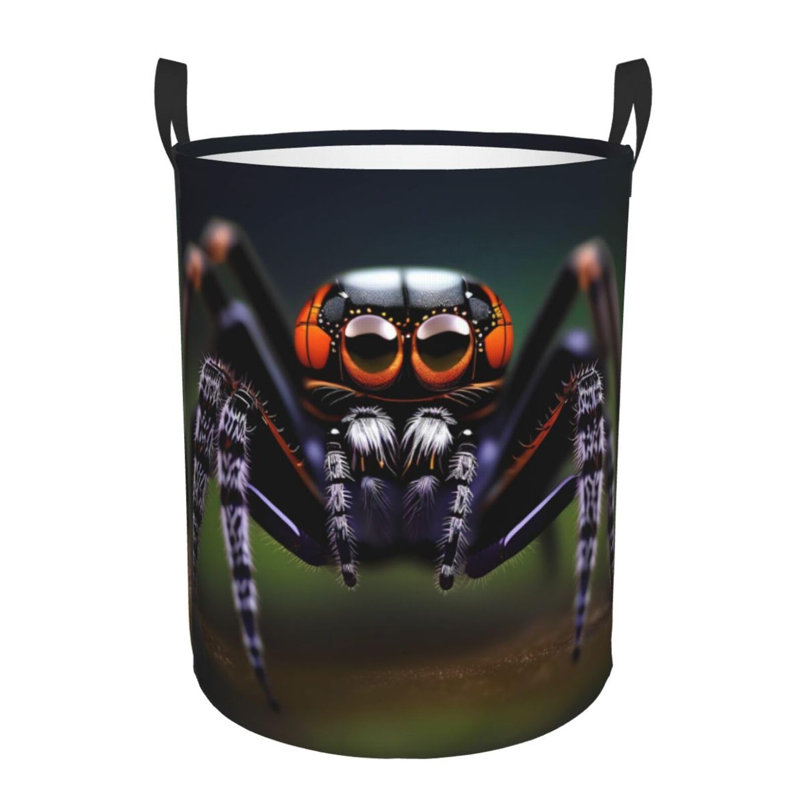 M Collapsible Tropical rainforest spiders Print Circular Hamper Round