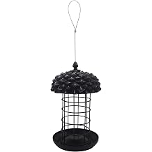 Dehner Natura Premium Louise Feeder Column for 12 Fat Balls, Feeding Station for Wild Birds, Weatherproof/Hanging, Approx. 30 x 18 x 18 cm, Metal, Dark Grey