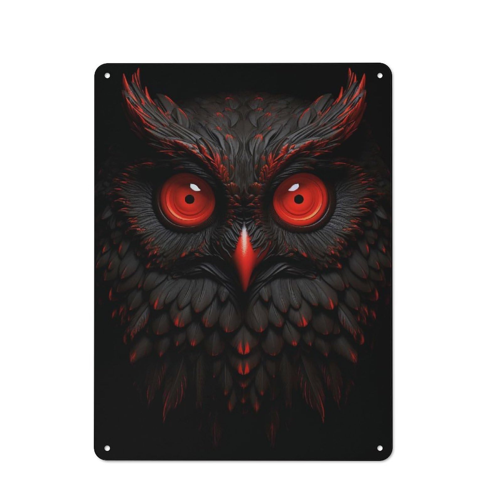 Junmoney Owl Red And Black Animals For Garden Room Or Summerhouse, Vintage Tin Sign 40X30cm, For Display In Garden Rooms And Summerhouses