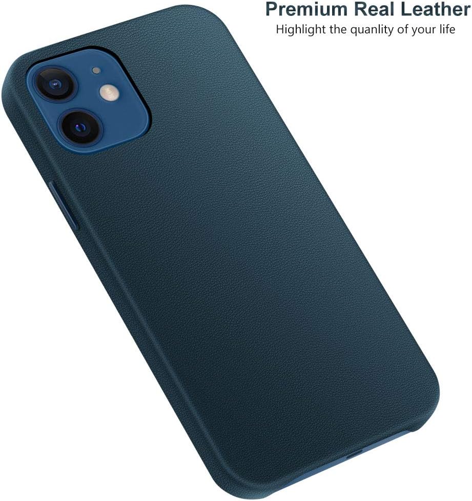 Exclusive Discount 50% Price enGMOLPHY Genuine Leather Case Designed for iPhone 12 Pro Max, [Built-in Magnets] [Anti Scratch] Protective Case Cover Compatible with iPhone 12 Pro Max 6.7 MagSafe Chargring - Midnight Blue