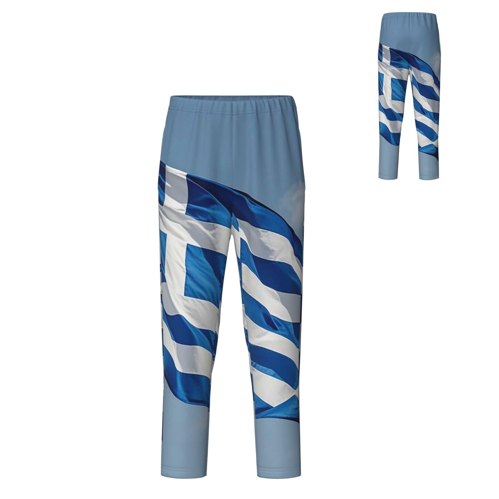 Paqolsmckr Unisex Black Mens Pajama Pants Soft Pj Bottoms Greek Flag Sleep Pant With Pockets Sleepwear Pants Pajama Bottom