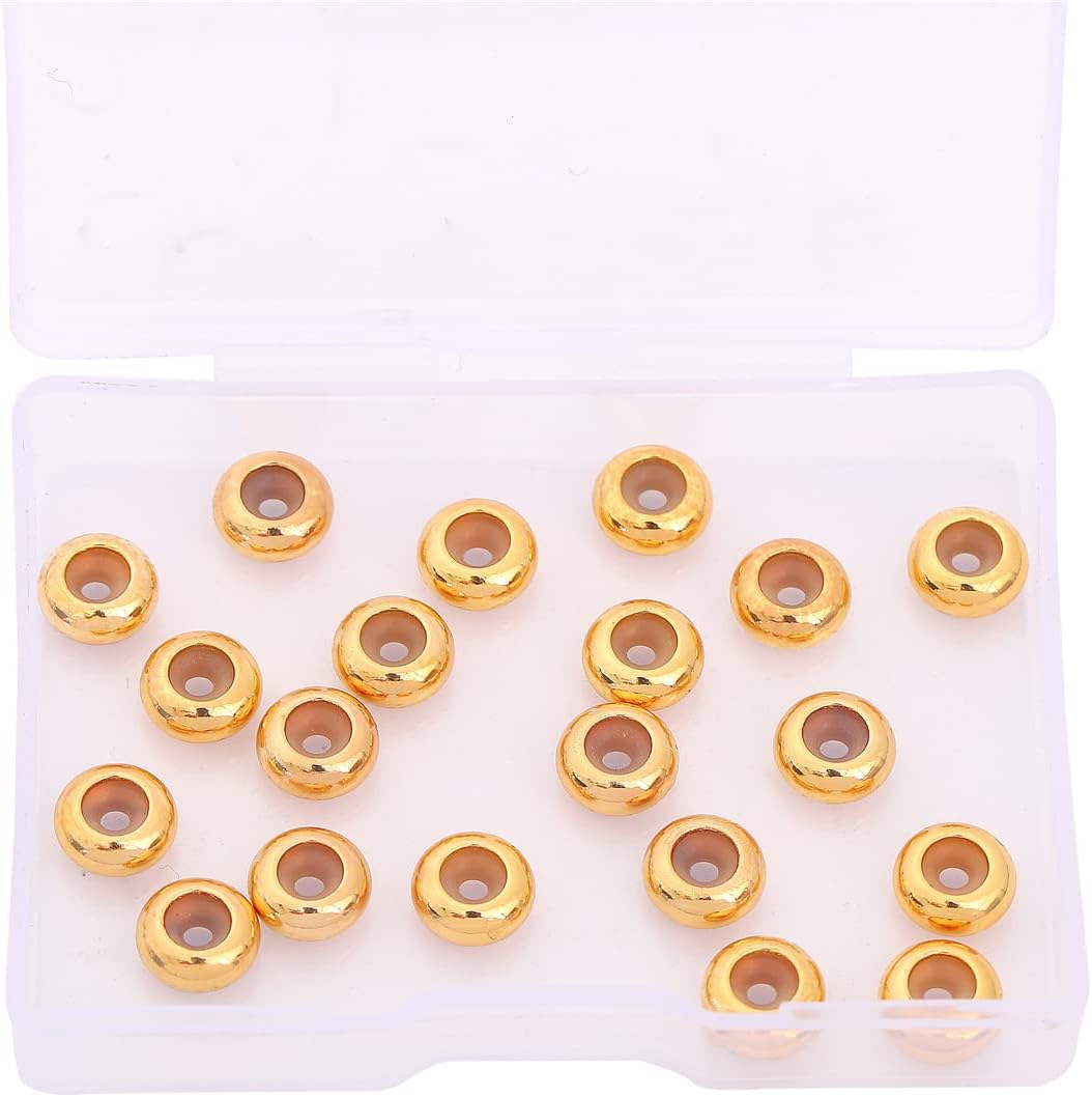18K Gold Plated Stopper Beads 8x4mm 20pcs Rondelle Insert Silicon Length Adjust Spacer Beads for Jewelry Making Findings - Image 5