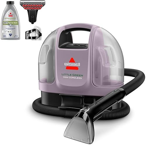 BISSELL Little Green Mini Cordless Portable Carpet and Upholstery Deep Cleaner, Car/Auto Detailer, with HydroRinse Self-Cleaning Tool and 4" Tough Stain Tool, Limited Edition Color Dusk Pink, 4015F - Limited Edition Dusk