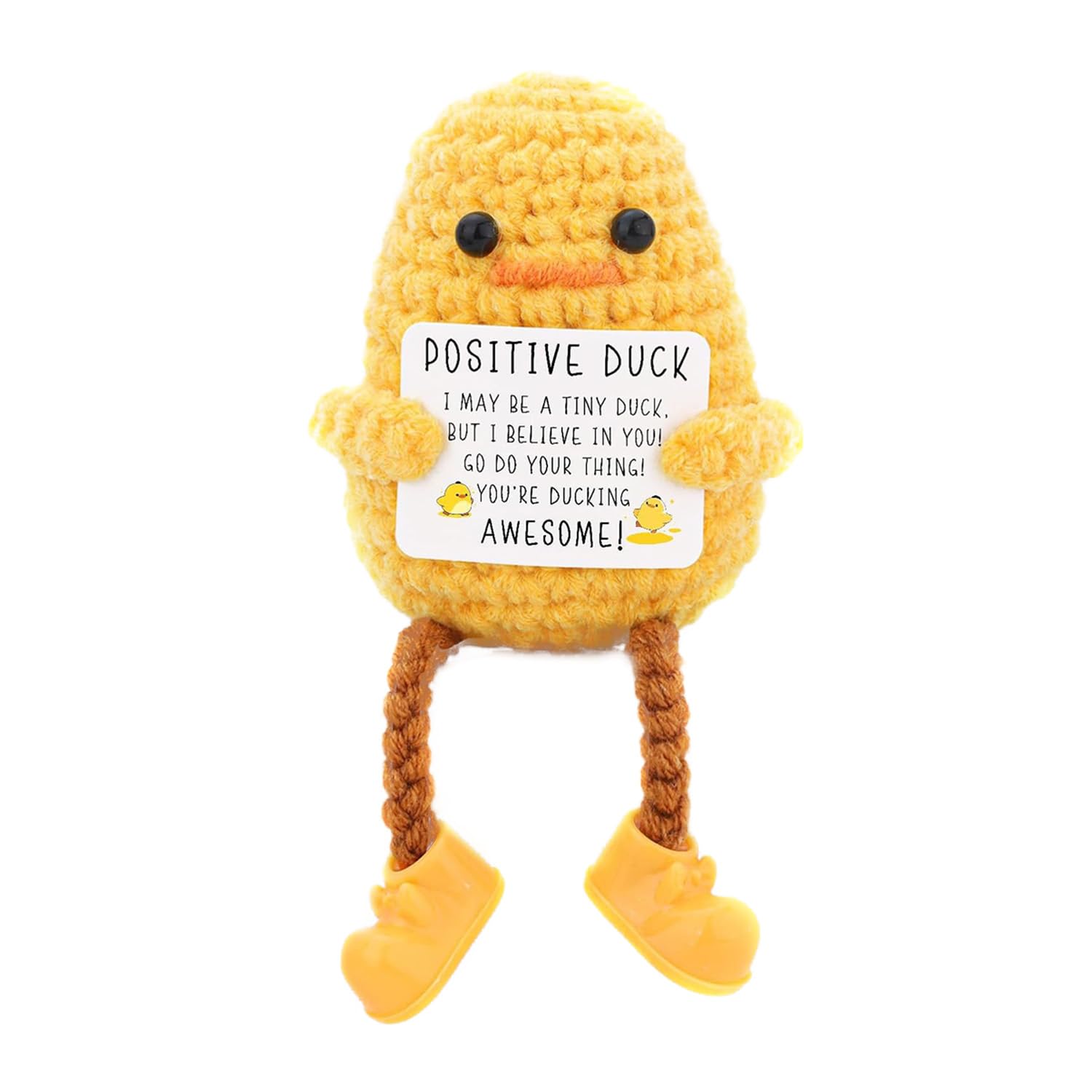 AOOTUERL Emotional Support Duck, Positive Knitted Doll Crochet Duck Gifts, Emotional Support Toy Uplifting Gifts Dolls,Good Luck Gifts for Her Him Friend Colleague Teacher