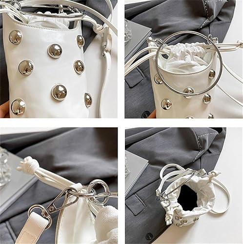 Miniatura 2 de Bolso de mano con asa superior para mujer, bolso Y2K, moderno remache, bolso cruzado estilo cubo, bolso retro para fiestas, compras, casual