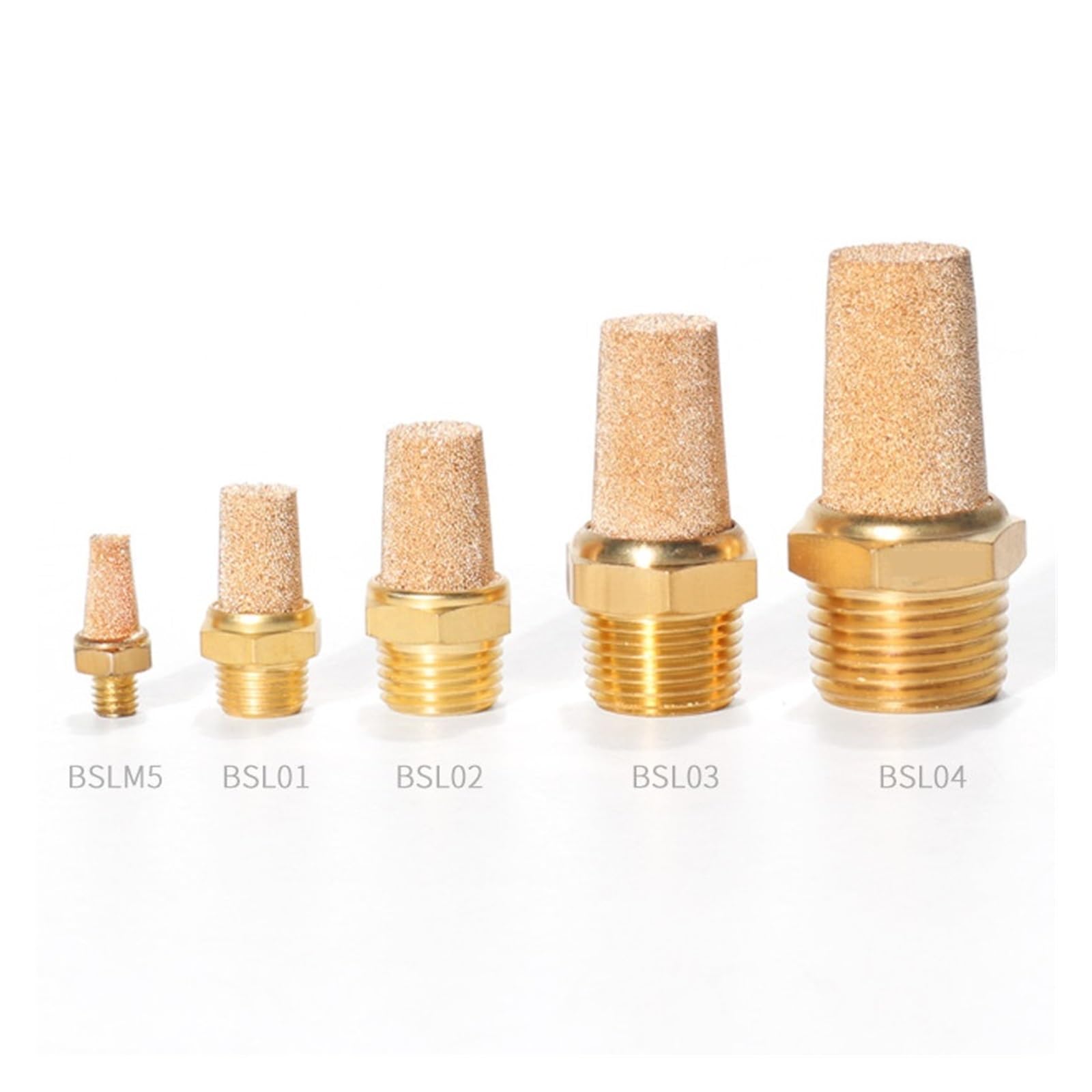 Pneumatischer Auspuffschalldämpfer Pneumatischer Auspuffschalldämpfer M5 1/8 1/4 3/8 1/2 3/4 Außengewinde for Luftgeräusche Messing verstellbar lang kurz BSL SLM SLL(SLL 1 inch,1PCS)
