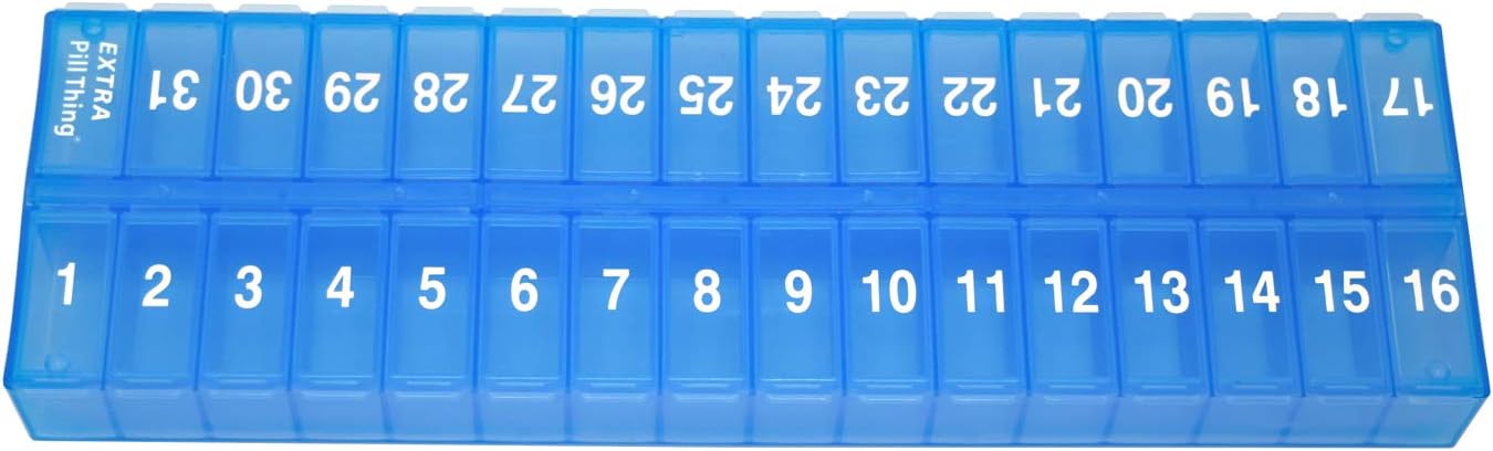 pill thing Monthly Organizer 1 Time a Day, 31 Day Organizer Dispenser with Extra Compartment, Large Daily box Case for Vitamins, Supplements, Fish Oil