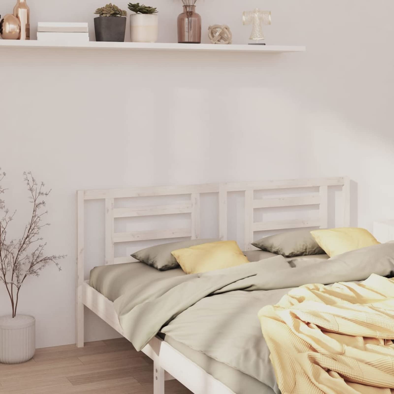Cabecero de Cama, Cabezal De Cama, Cabezales Dormitorios Modernos, Cabecera para Cama, Madera Maciza de Pino Blanco 186x4x100 cm