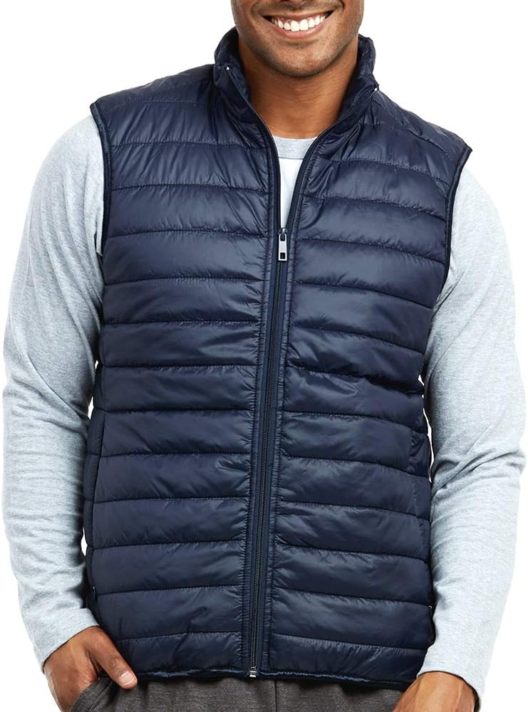 Men's Vest Lightweight Water-Resistant Bubble Puffer Zipper Winter