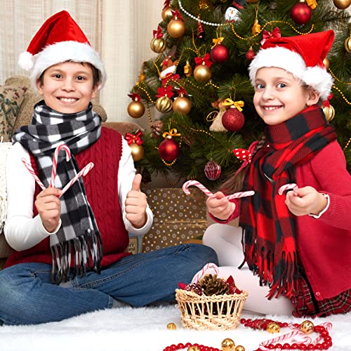 Bencailor 4 Pcs Kids Winter Scarf Kids Buffalo Plaid Scarves Christmas Warm Shawls Scarves Parent Child Scarf for Boys Girls3