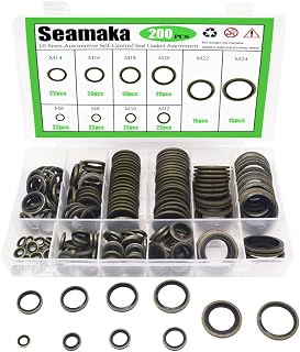 200 PCS Automotive Self-Centered Bonded Seal Dowty Washer,10 Sizes (Metric M6 to M24) with Box,for Automotive, Bearings, Pumps, Replace O-080-BOX
