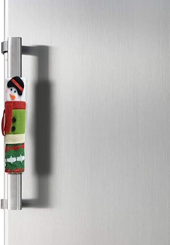 Miniatura 5 de Alcoon - Juego de 3 fundas navideñas para manijas de puerta de refrigerador con muñeco de nieve para refrigerador, microondas, horno, lavavajillas,