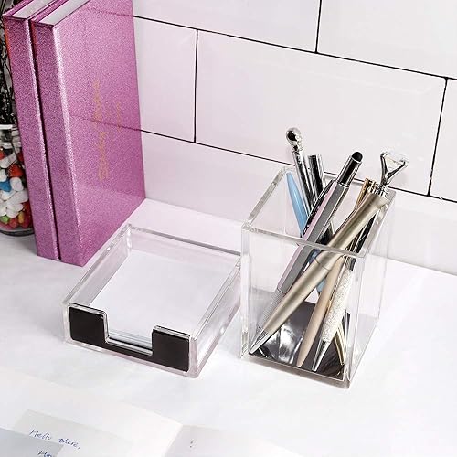 Miniatura 2 de Soporte de notas adhesivas de acrílico, organizador de escritorio, decoración para notas adhesivas de 3x3 (negro)