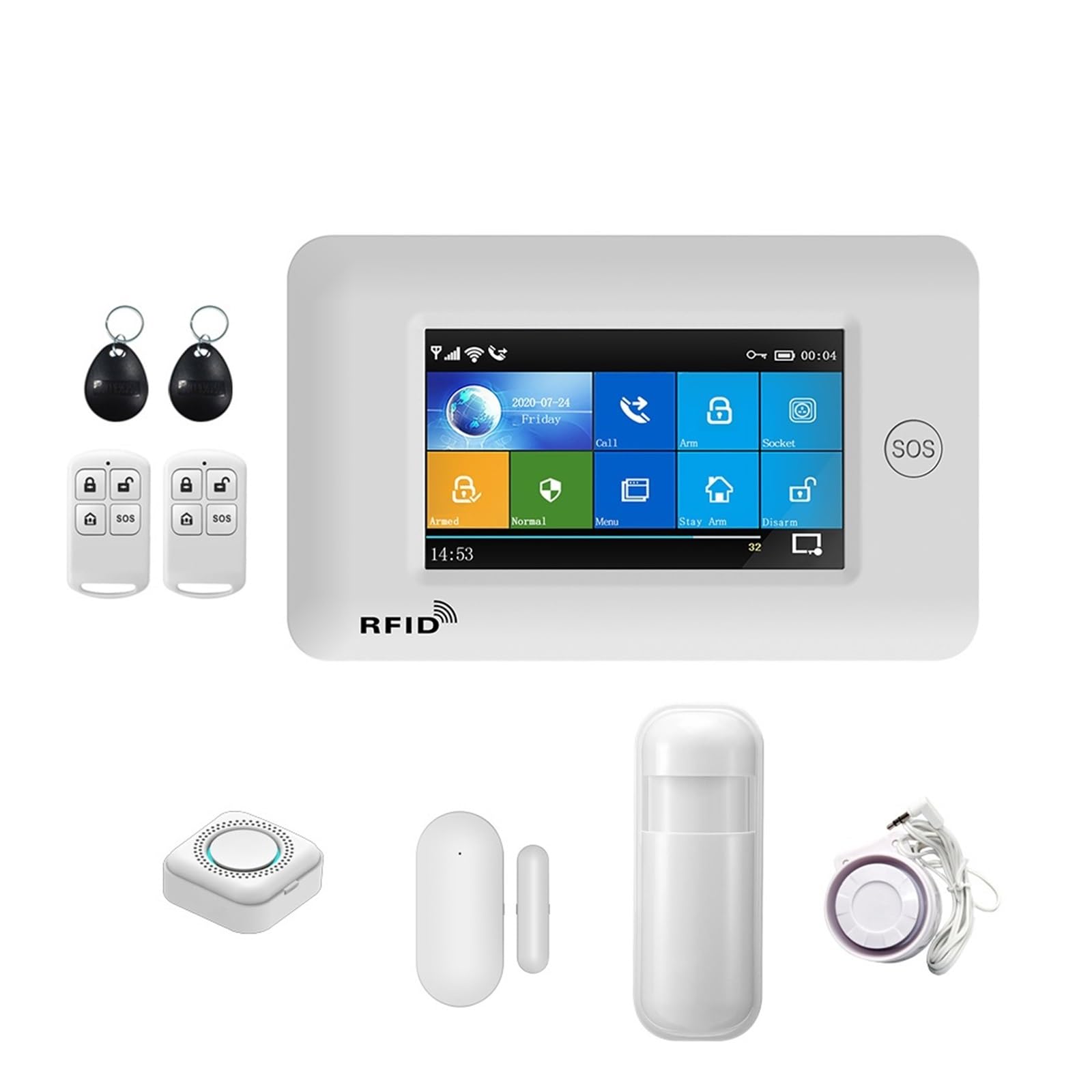 WIFI+GSM GPRS Wireless Home Security Burglar Alarm System APP Remote Control Host Remote Monitoring(J)