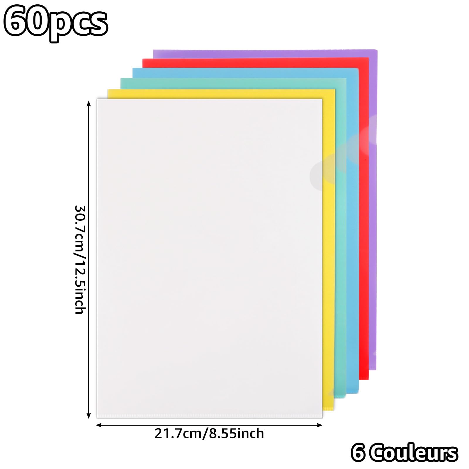 Chemises à Anneaux A4 UNIANE – Lot De 6 Couleurs, étiquettes – Polypropylène Translucide, Durable – Pour Classeurs, Organisation Bureau