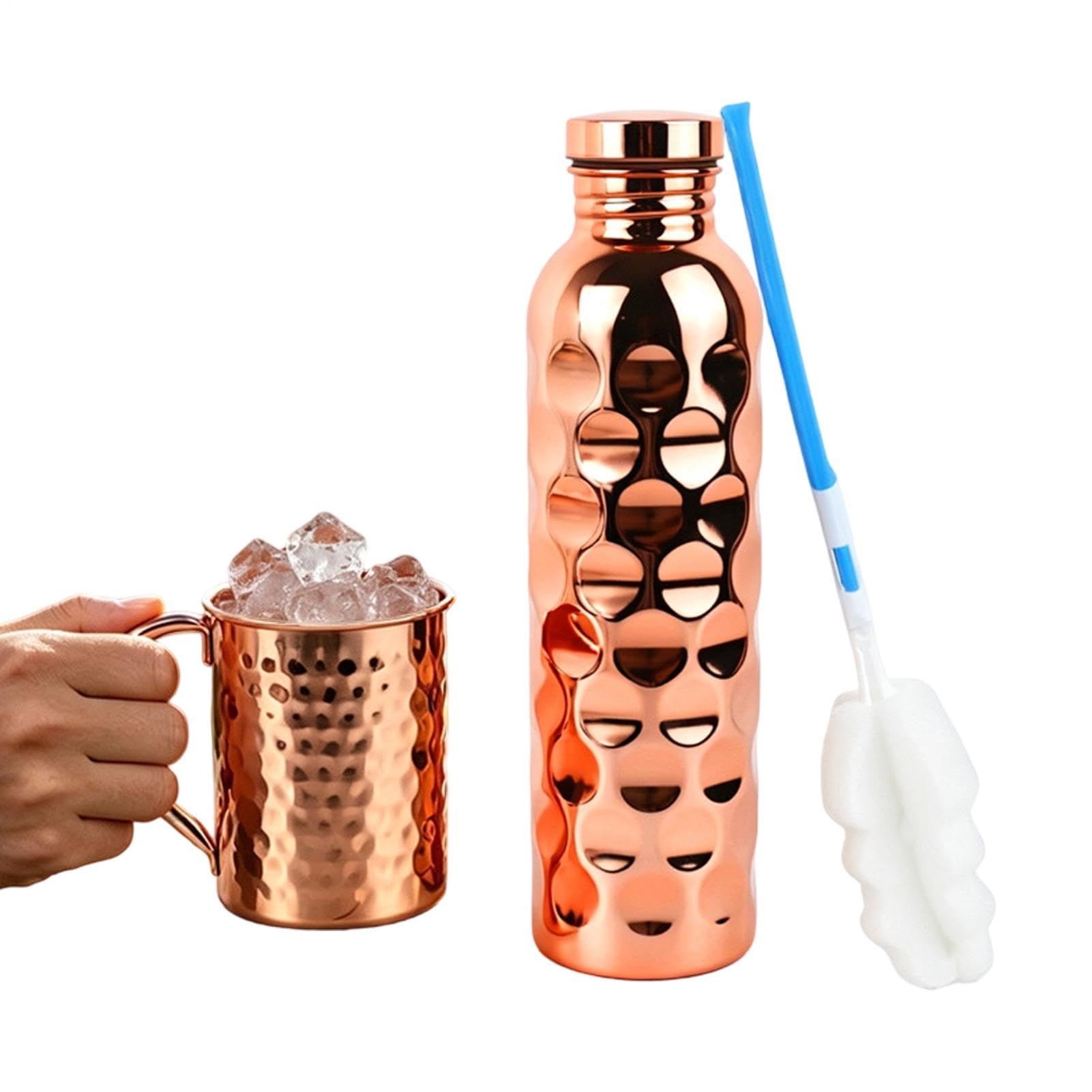 Botella de agua estética de panal de en cobre