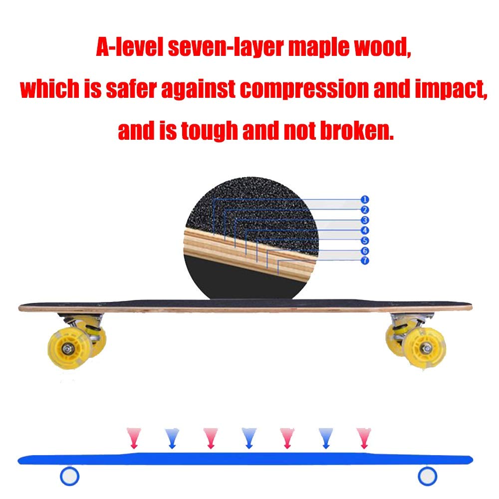 Axdwfd Longboard standardowa deskorolka dla początkujących czterokołowych deskorolka Brush Street dla dzieci ulica dla dorosłych (kolor E)