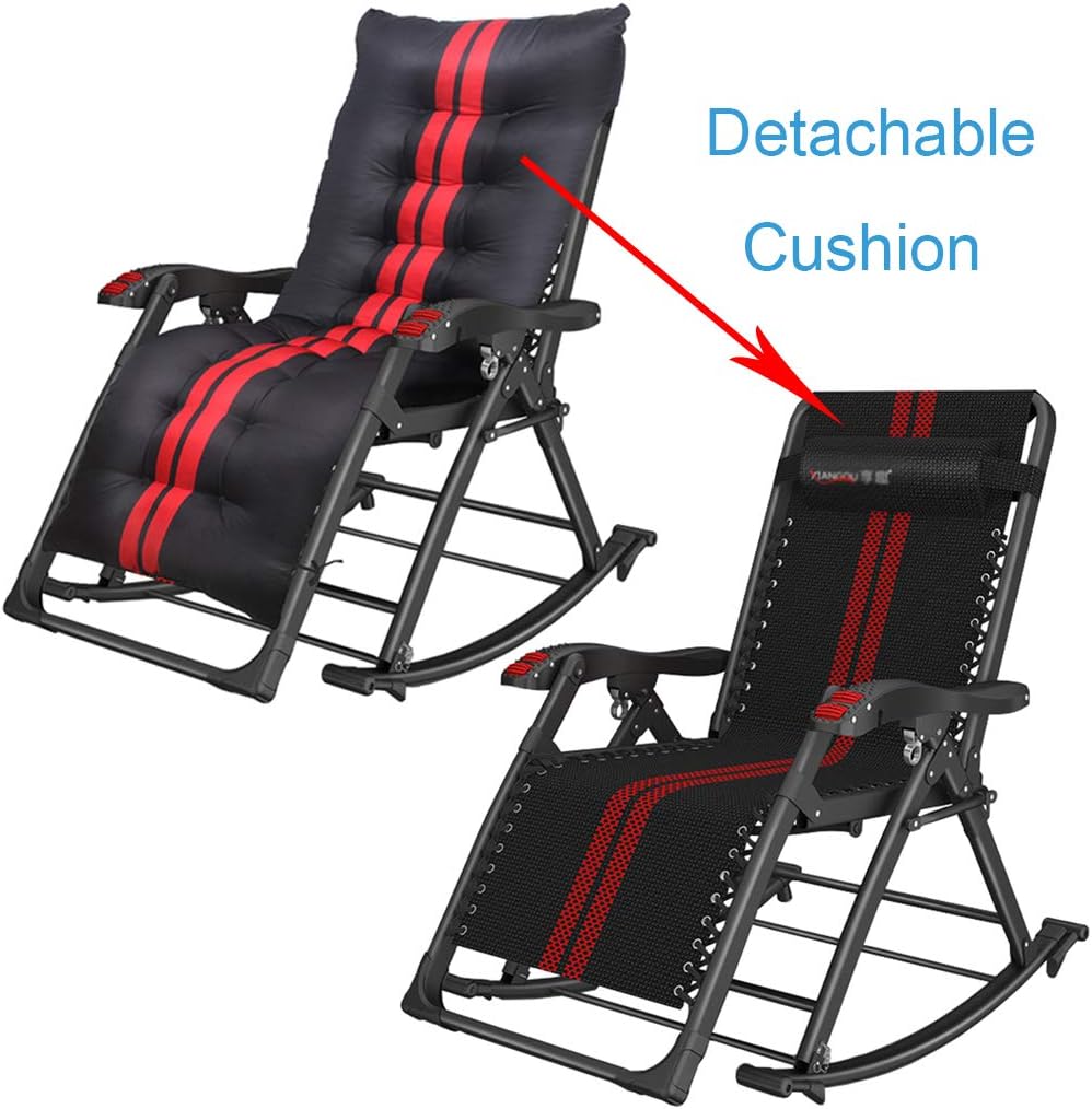 Rocking Chairs for Adults Sun Lounger Recliner Chairs Adjustable Reclining Chair Folding Outdoor Garden Leisure Chair for Patio, Camping, Beach Max.150kg
