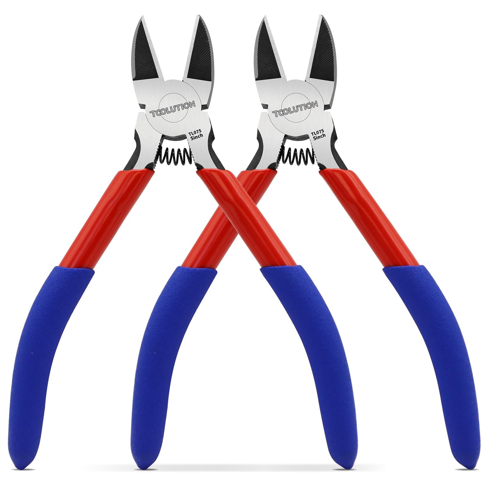 TOOLUTION 2 Pack 5 inch Flush Cutter, Dikes Wire Cutter for Crafting Electrical Jewelry Making, Ultra Sharp Wire Clippers