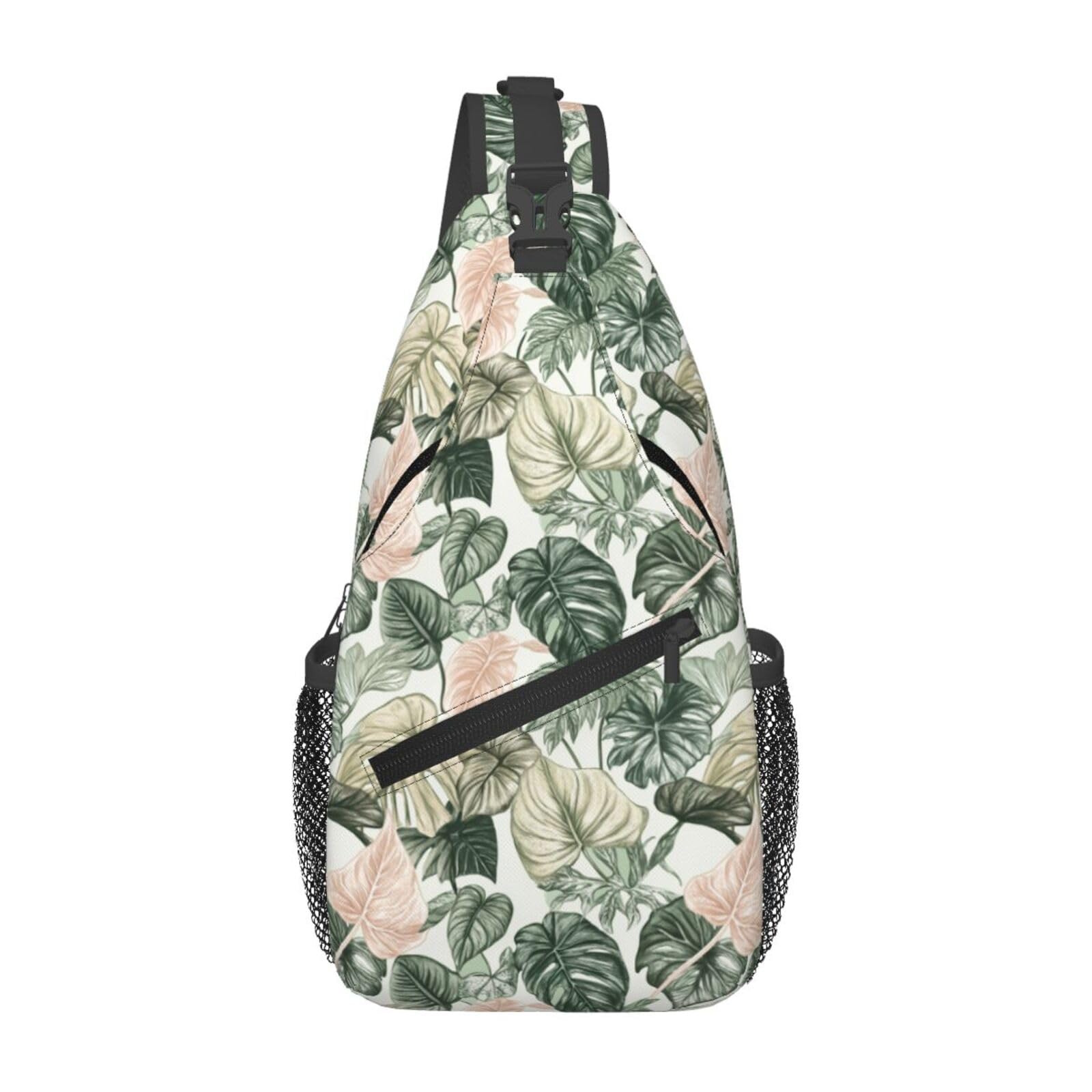 SUPLUCHOM Sling Bag Tropical Leaf Pattern Hiking Daypack Crossbody Shoulder Backpack Travel Chest Pack for Men Women
