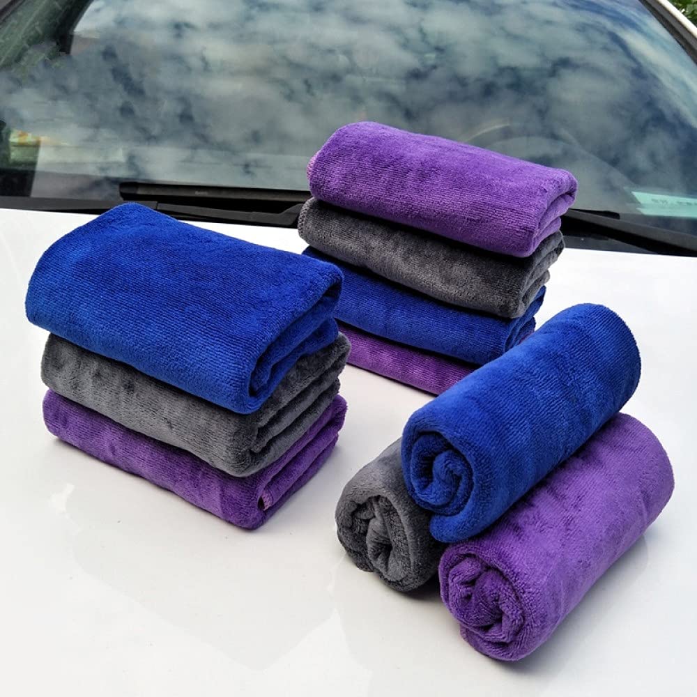 Asciugamano per autolavaggio 30x70 CM Asciugamano in microfibra per autolavaggio Pulizia auto Panno per asciugatura Orlo Cura dell'auto Dettagli in tessuto Lavaggio auto Asciugamano blu viola/grigio,