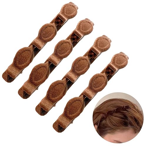 Pinzas para el cabello paquete de 4 Clip de trenzado de doble capa retro con textura de flocado trenzada pinzas para el cabello para peinar pinzas