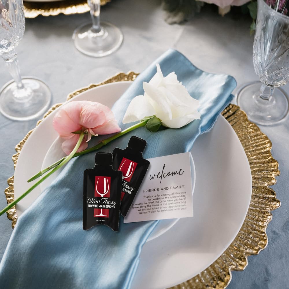 Wine Away Einweg-Reisepakete (10 Stück) Rotweinfleckenentferner – perfekt als Gastgeschenk für Hochzeiten, Duschen, Geburtstagsfeiern und Reisen – bleichfrei
